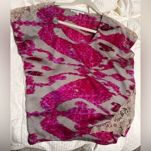 Pink Floral Silk Blouse